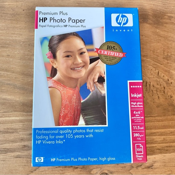 HP Premium Plus High Gloss Inkjet 4x6 Photo Paper 100 Sheets Brand New 11.5 mil - Picture 2 of 5